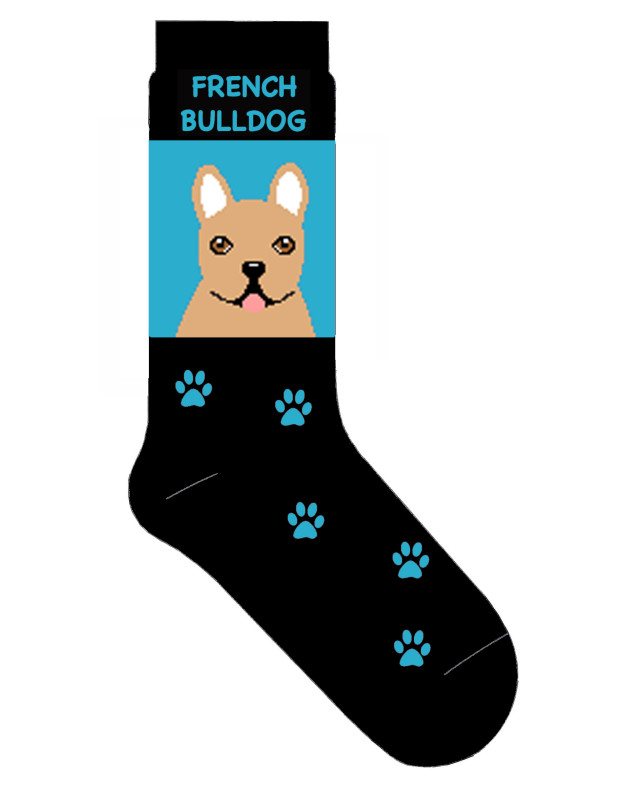 French Bulldog Dog Socks Lightweight Cotton Crew Stretch Egyptian Made 