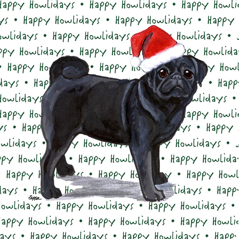 Pug Coasters Christmas Themed Black