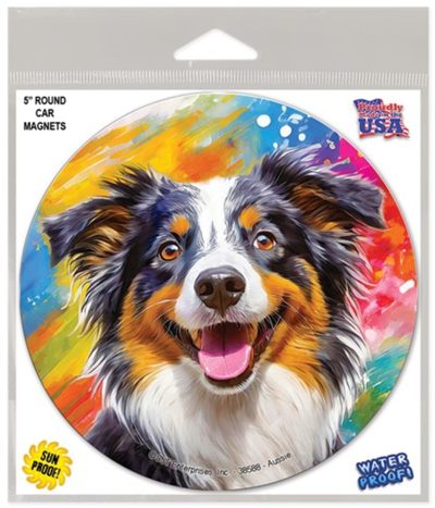 AUSTRALIAN SHEPHERD HAPPY DOG CAR MAGNET