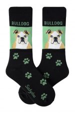 Bulldog Tan & White Socks Green and Black in Color