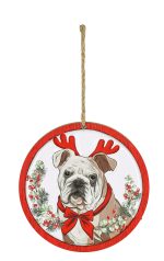 Bulldog Round Festive Ornament