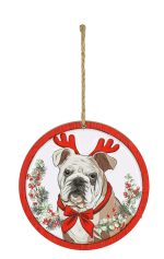 Bulldog Round Festive Ornament