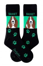 Basset Hound Socks Green & Black in Color
