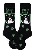 Border Collie Socks Black & Green in Color