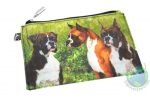 3 Boxer Dogs Sitting in Field Design on Zippered Coin Wallet Bag