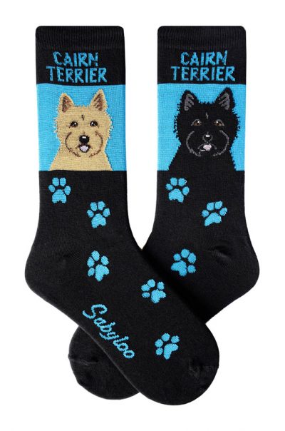 Cairn Terrier Tan and Cairn Terrier Black Socks Blue and Black in Color