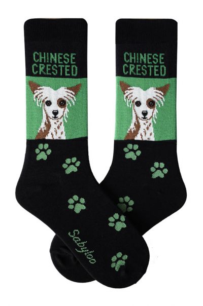 Chinese Crested Socks Black and Green in Color