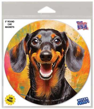 DACHSHUND BLACK HAPPY DOG CAR MAGNET