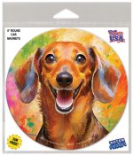 DACHSHUND RED HAPPY DOG CAR MAGNET