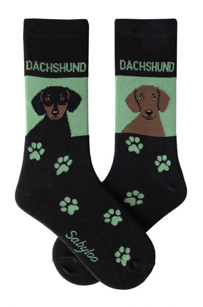 Dachshund Red and Black Socks - Green and Black in Color