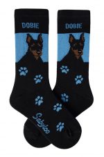 Doberman Pinscher Cropped Socks Black and Blue in Color