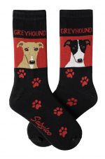 Greyhound Tan and Black/White Socks - Red and Black in Color