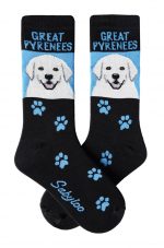 Great Pyrenees Socks Black and Blue in Color