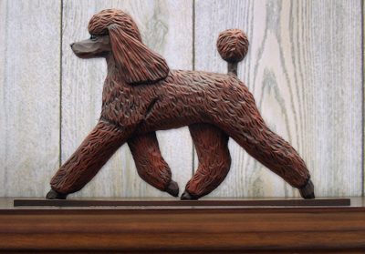 Poodle Dog Figurine Sign Plaque Display Wall Decoration Brown
