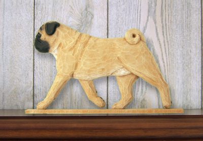 Pug Dog Figurine Sign Plaque Display Wall Decoration Fawn