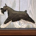 Schnauzer Miniature Dog Figurine Sign Plaque Display Wall Decoration Black/Silver