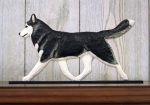 Siberian Husky Black White Figurine Plaque Display