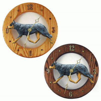 Australian Cattle Dog Wood Wall Clock Plaque Blue
