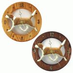 Beagle Wood Wall Clock Plaque Red/Wht