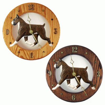 Boxer Wood Wall Clock Plaque Brindle