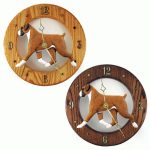 Boxer Wood Clock Wall Plaque Fawn Uncropped