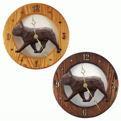 French Bulldog Wood Clock Wall Plaque Black Brindle