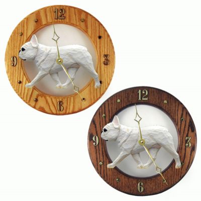 French Bulldog Wood Wall Clock Plaque Cream