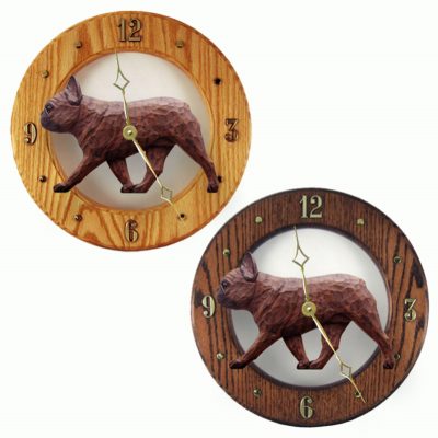 French Bulldog Wood Wall Clock Plaque Red Brindle