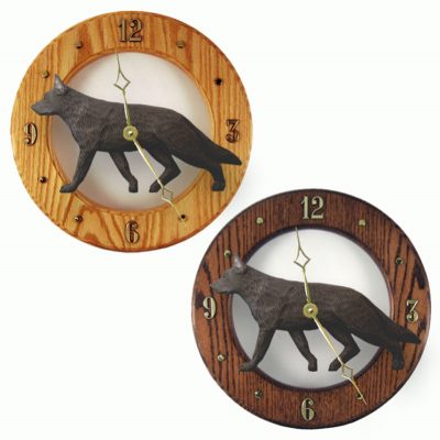 German Shepherd Wood Clock Wall Plaque Black