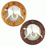 Jack Russell Terrier Wood Clock Wall Plaque Brown/White