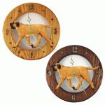 Mastiff Wood Wall Clock Plaque Apricot
