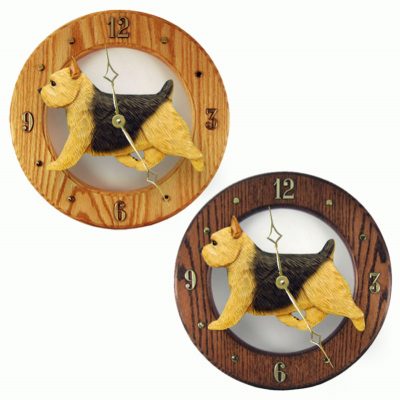 Norwich Terrier Wood Wall Clock Plaque Blk/Tan