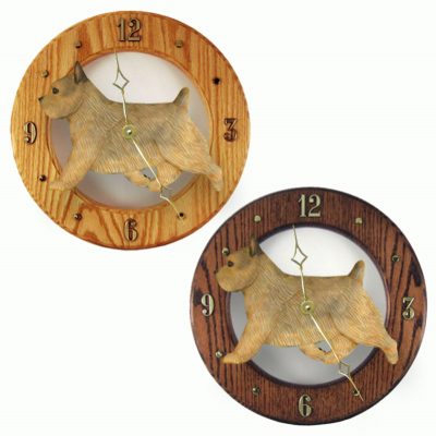 Norwich Terrier Wood Wall Clock Plaque Grizzle