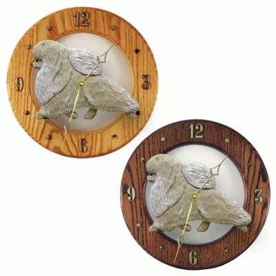 Pomeranian Wood Wall Clock Plaque Cream