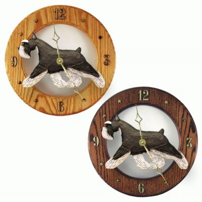 Schnauzer Wood Wall Clock Plaque Blk/Silv