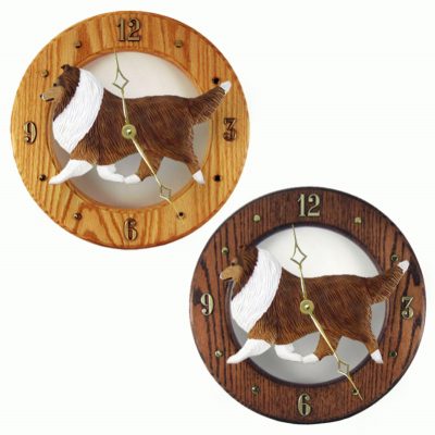 Sheltie Shetland Sheepdog Wood Clock Wall Plaque Sable