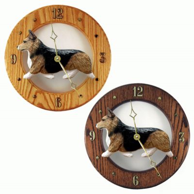 Welsh Corgi Pembroke Wood Wall Clock Plaque Sable