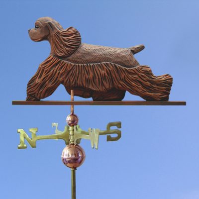 American Cocker Spaniel Hand Carved Hand Painted Basswood Dog Weathervane Brown