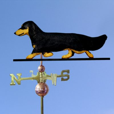 Dachshund Long Hair Hand Carved Hand Painted Basswood Dog Weathervane Black & Tan