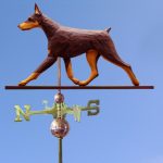 Doberman Hand Carved Hand Painted Basswood Dog Weathervane Red & Tan