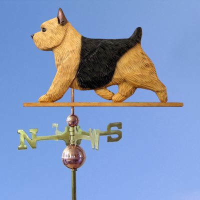 Norwich Terrier Hand Carved Hand Painted Basswood Dog Weathervane Black &Tan