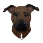 Am.Staffordshire Terrier Head Plaque Figurine Brindle Uncropped