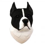 American Staffordshire Terrier Head Plaque Figurine Black/White