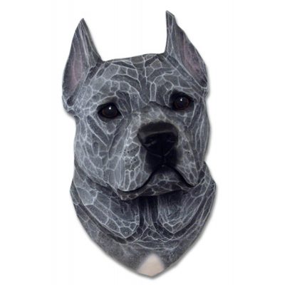 American Staffordshire Terrier Head Plaque Figurine Blue