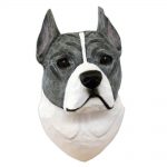 American Staffordshire Terrier Head Plaque Figurine Blue/White