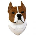 American Staffordshire Terrier Head Plaque Figurine Red/White