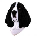 Basset Hound Head Plaque Figurine Black/White