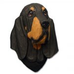 Bloodhound Head Plaque Figurine Black/Tan