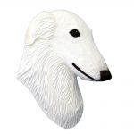 Borzoi Head Plaque Figurine White