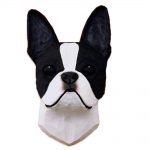 Boston Terrier Head Plaque Figurine Black